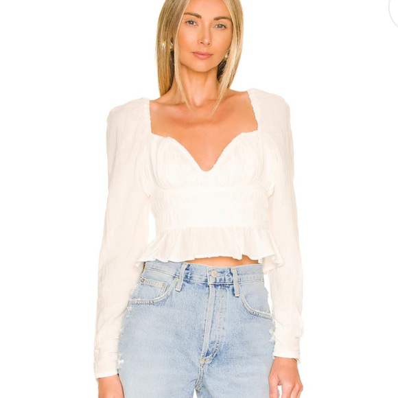 Free People Chloe Puff Sleeve white Blouse approx size Small not tag attached - Picture 3 of 11